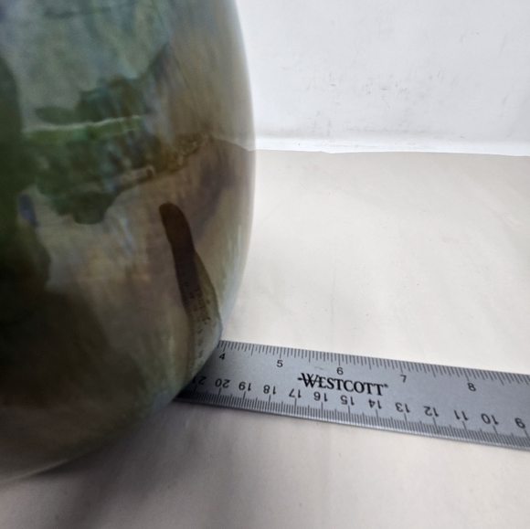 Pottery Vase Egg Shape Multicolor Glazed Timeless Beauty Drip Brown Over Blue - Picture 10 of 11